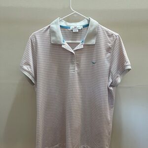 Vineyard Vines Pink and White Striped Polo Shirt